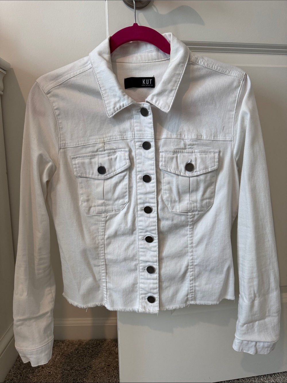 Kut from the Kloth White Denim Button-Front Jacket